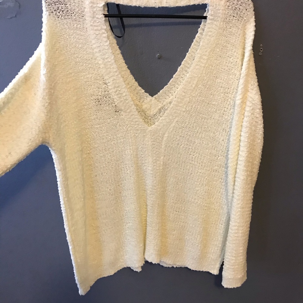 Cream Open back sweater